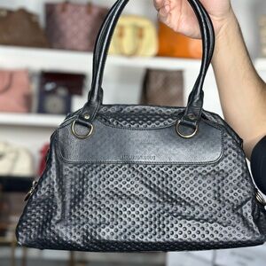 Emporio Armani Debossed Leather Dome Bag